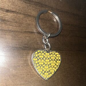 Coach Signature Yellow Heart Metal Keychain